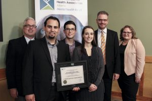 Pictured above, from left: CMHA Alberta ED David Grauwiler; I Will Survive Association’s Michael Campese, Steven Leong and Rebecca Leong; CMHA Alberta Board Chair Thomas Djurfors and Alberta Minister of Health and Seniors, the Hon. Sarah Hoffman. 